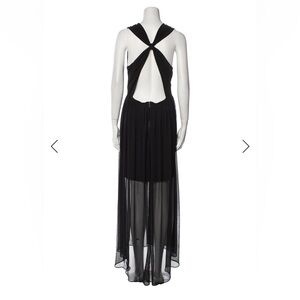 Alice + Olivia Black Backless Dress Crew Neck Long Dress Cutout